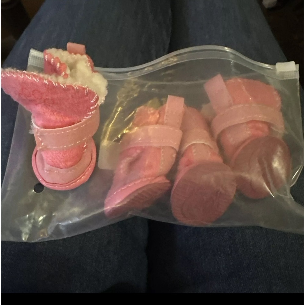 ACL DOG SIZE 1 WINTER BOOTS Shoes MOCCASINS, Pink FLEECE NEW